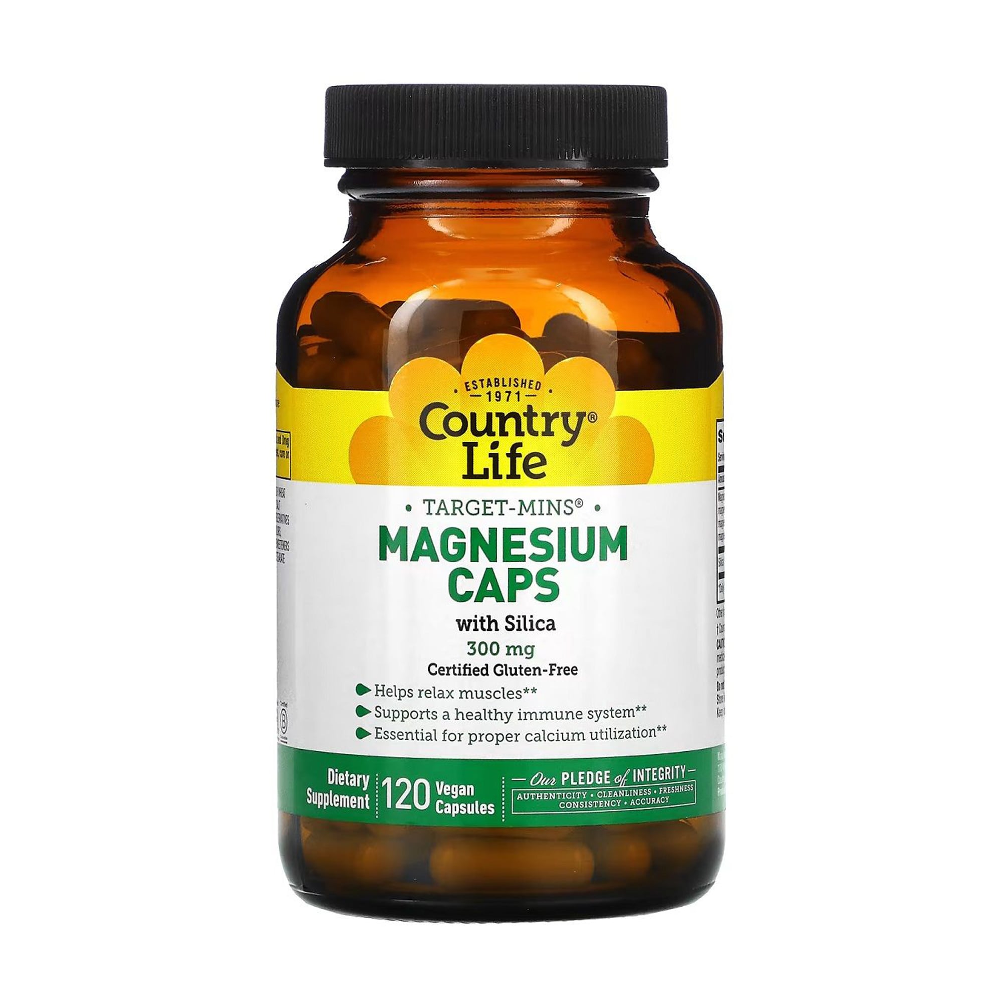 Магній з кремнієм Country Life Magnesium Caps with Silica 300 мг, 120 капсул