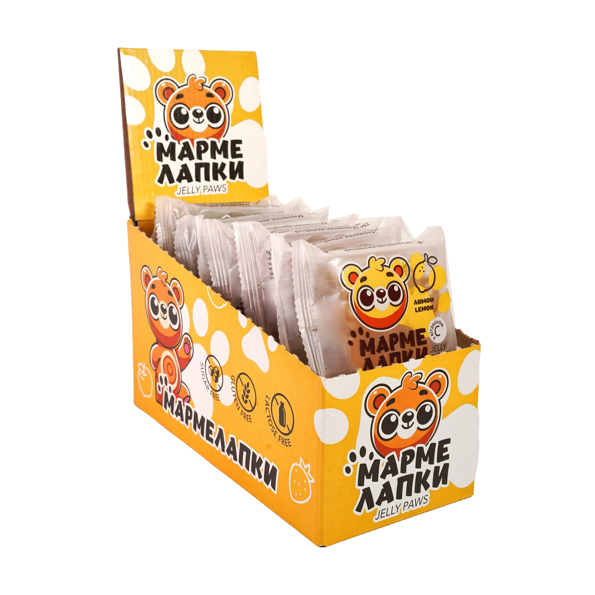 Мармелад желейний JELINI Мармелапки Jelly Paws Мікс смаків, з вітаміном С, 18*40 г