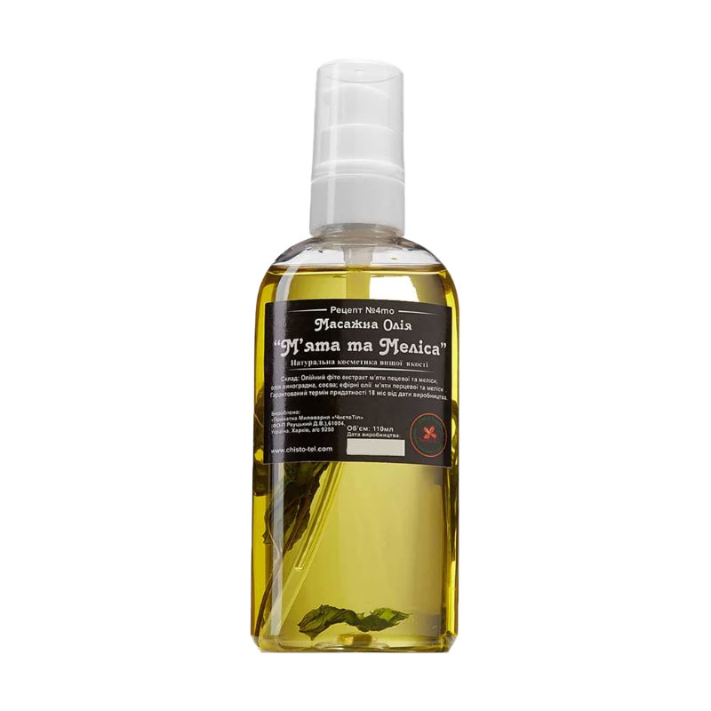Масажна олія для тіла Chystotil Massage Oil М'ята та меліса, 110 мл