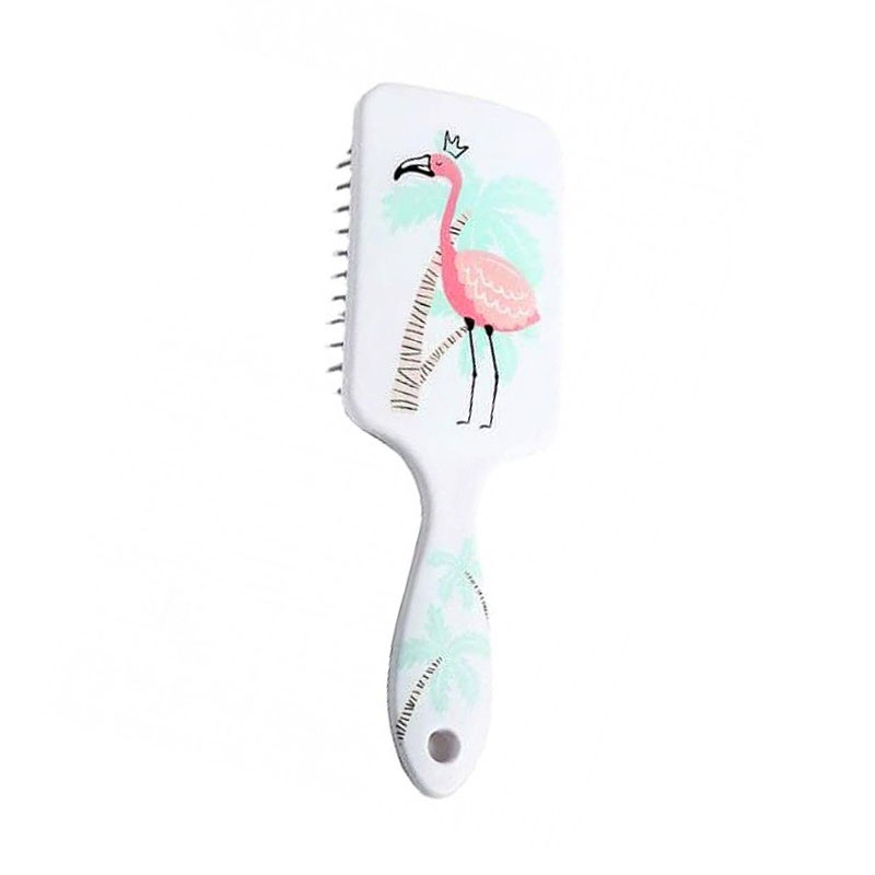 Масажна щітка для волосся Cosmo Shop Flamingo прямокутна, 22*7 см, біла, 1 шт (CS407F)