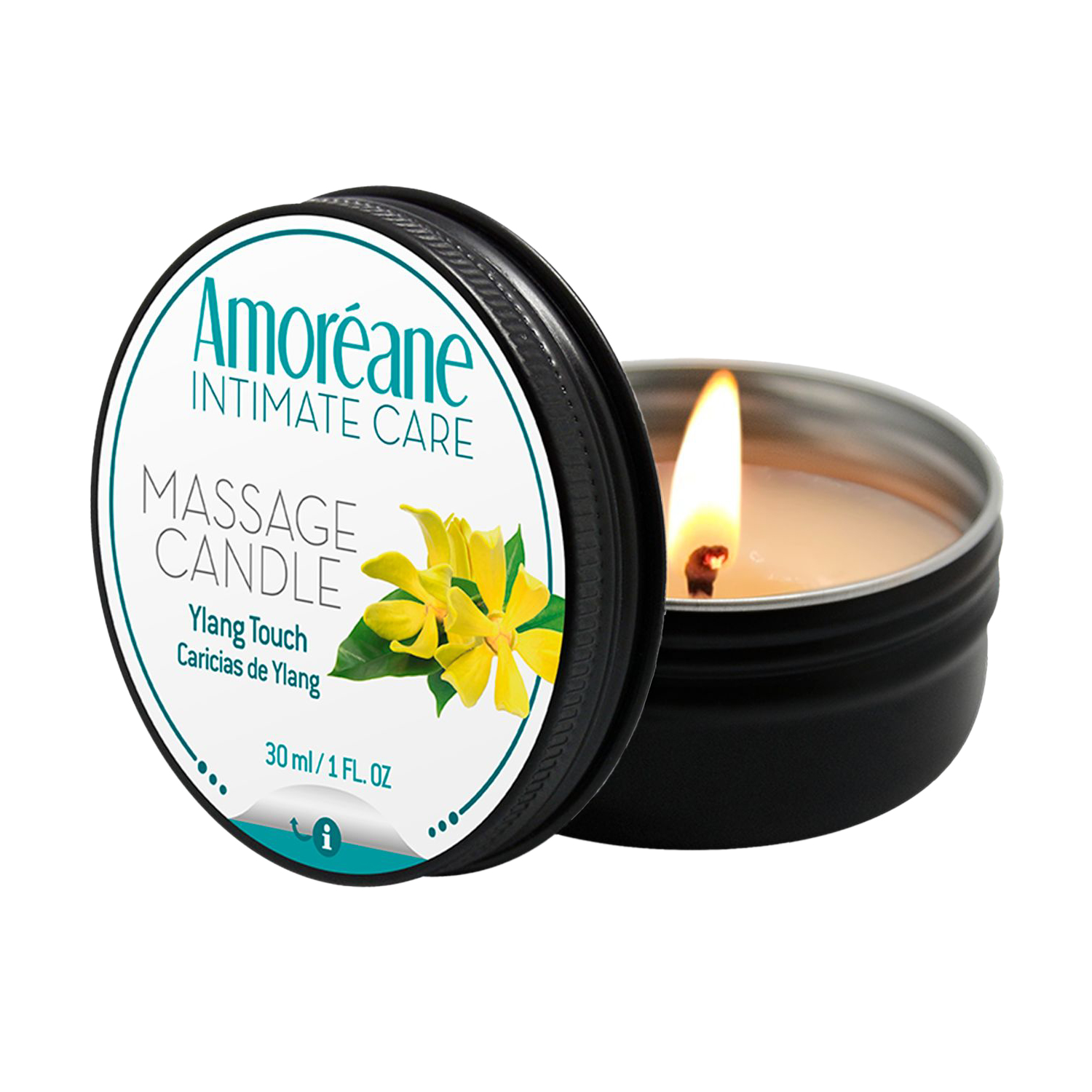 Масажна свічка для тіла Amoreane Massage Candle з ароматом іланг-іланг, 30 мл