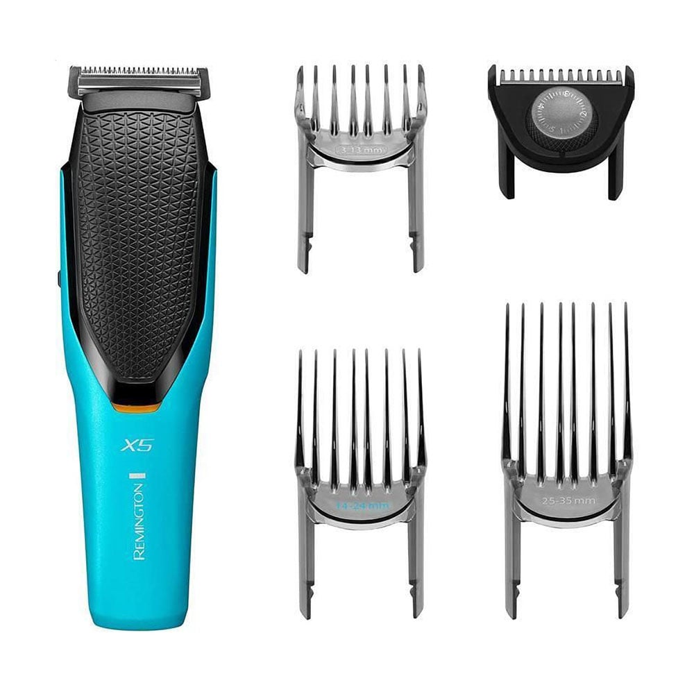 Машинка для стрижки Remington Power X Series X5 4 насадки, чорно-бірюзова (HC5000)