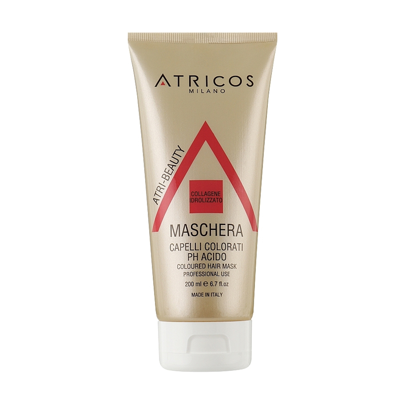 Маска Atricos Milano Atri-Beauty Coloured Hair Shampoo для фарбованого волосся, з колагеном, 200 мл