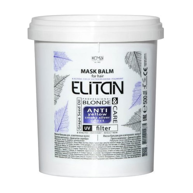 Маска-бальзам Elitan Anti Yellow Mask Balm Димчасте срібло, для освітленного волосся, 500 мл