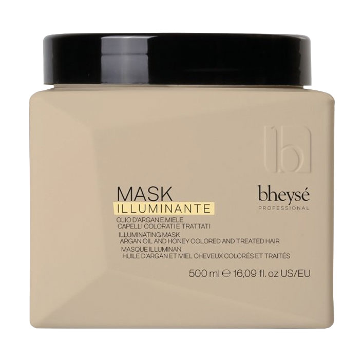 Маска Bheyse Professional Illuminating Mask Блиск та захист, для збереженя кольору та блиску волосся, з екстрактом арганової олії та медом, 500 мл