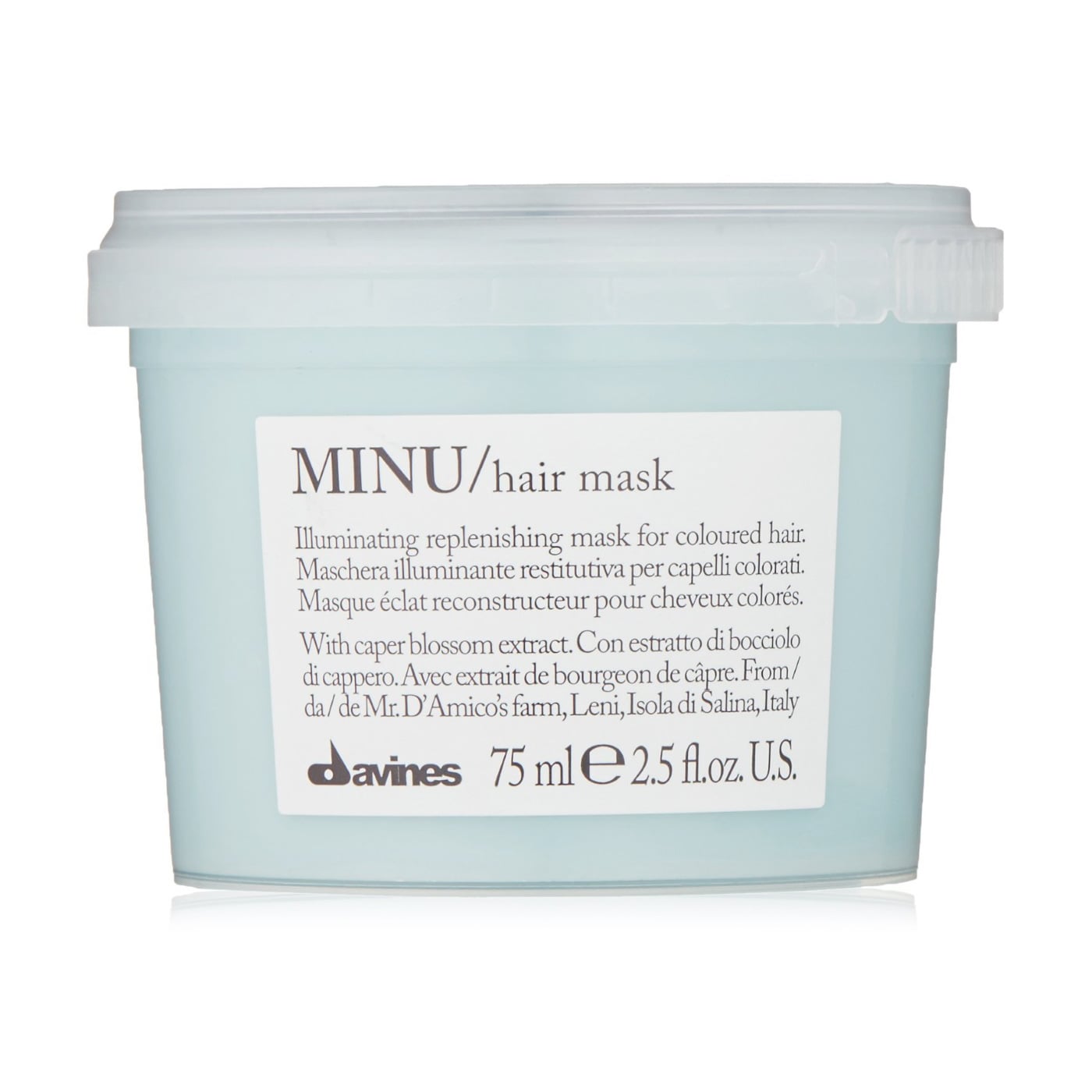 Маска Davines Minu Hair Mask для блиску та збереження кольору фарбованого волосся, 75 мл