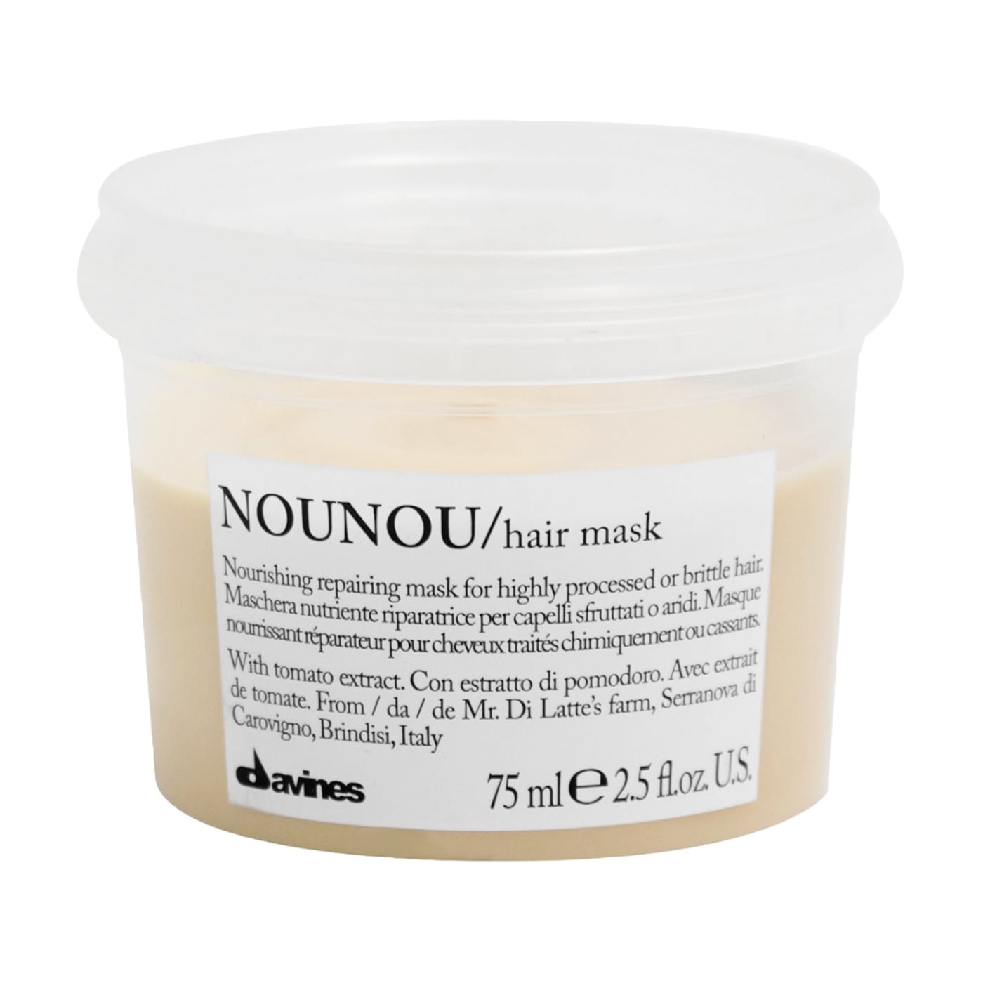 Маска Davines Nounou Hair Mask для відновлення та глибокого живлення пошкодженого та ламкого волосся, 75 мл