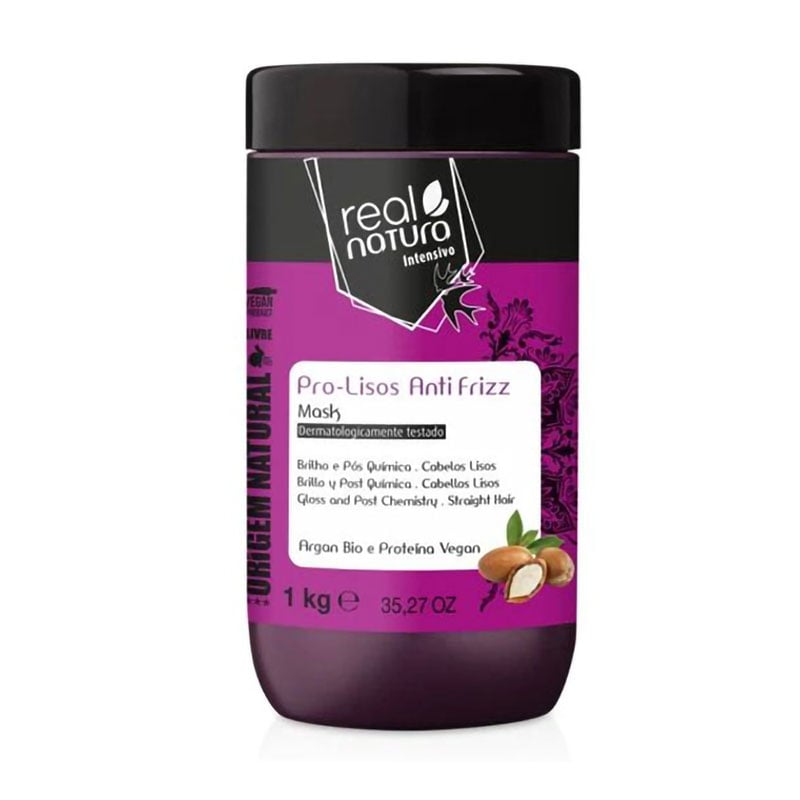 Маска для гладкості та блиску волосся Real Natura Sem Sal Mascara Pro-Lisos Anti Frizz Argan, 1 кг