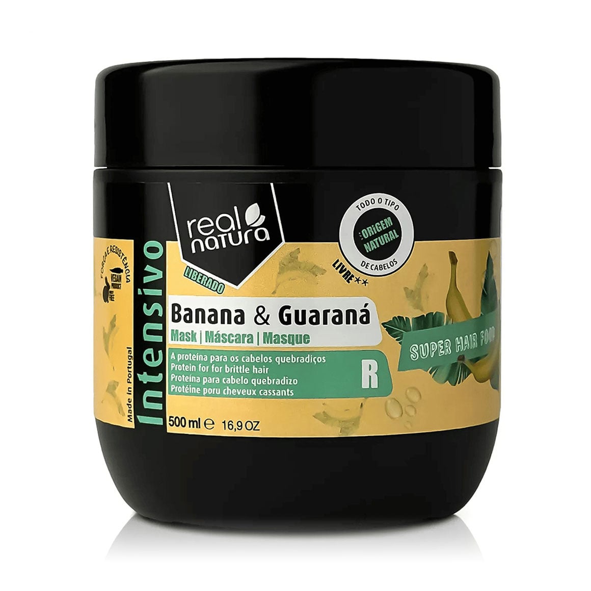 Маска для ламкого та слабкого волосся Real Natura Super Hair Food Banana E Guarana, 500 мл