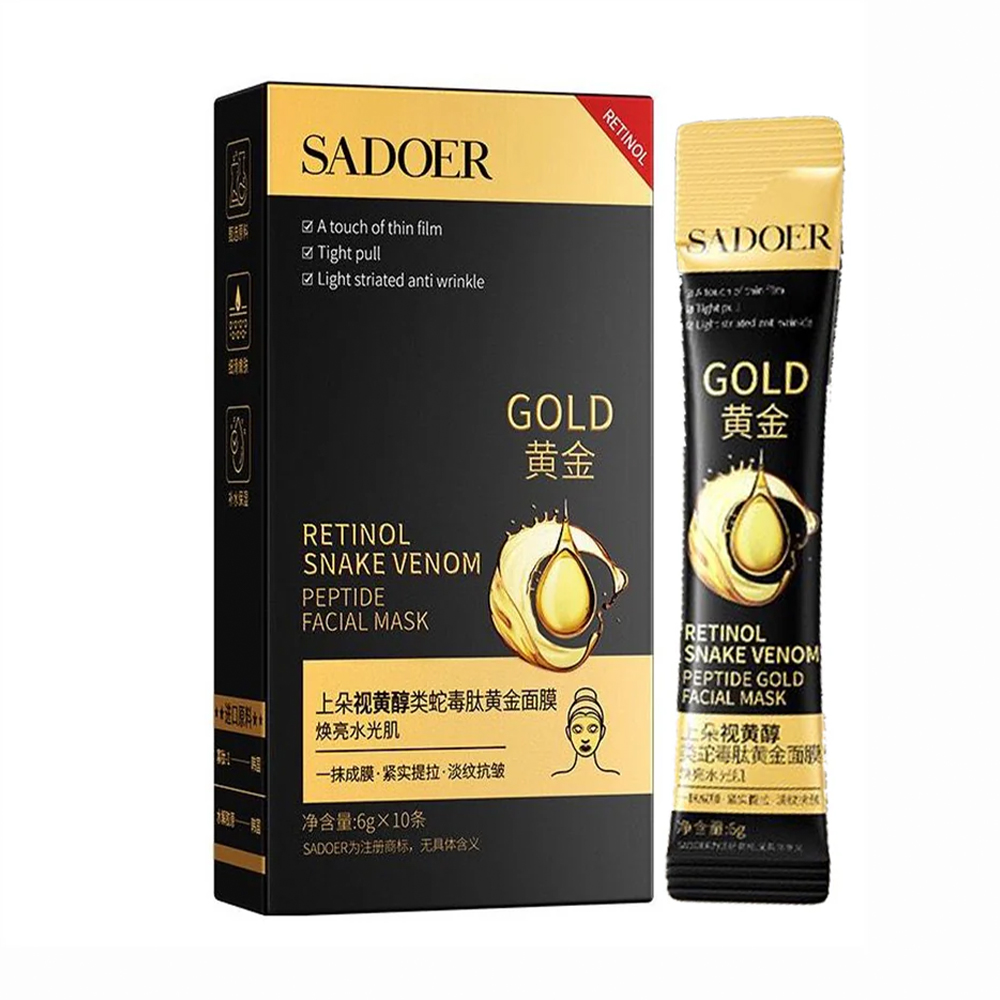 Маска для обличчя Sadoer Retinol Gold Snake Venom Peptide Facial Mask з ретинолом та пептидами, 10*6 г