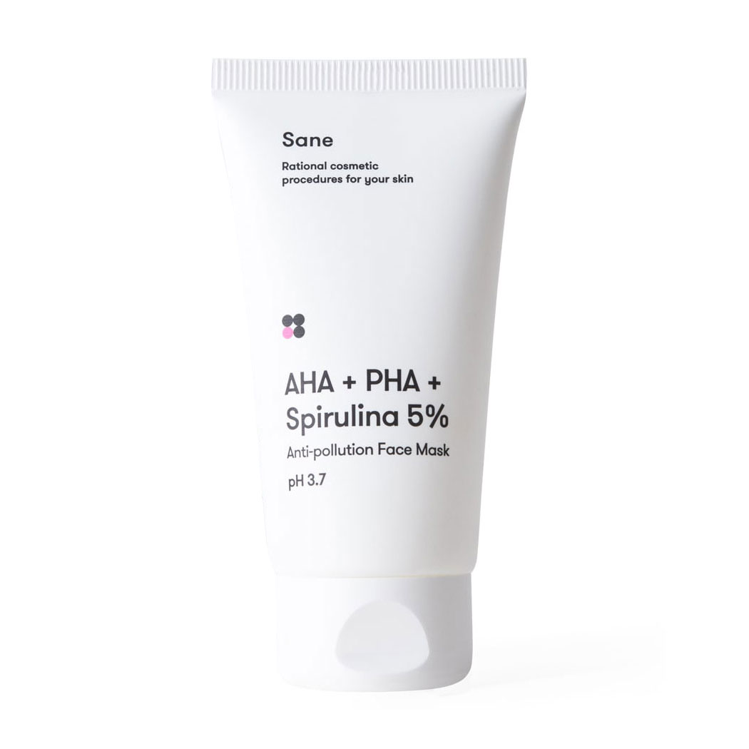 Маска для обличчя Sane AHA + PHA + Spirulina 5% Anti-Pollution Face Mask, 75 мл