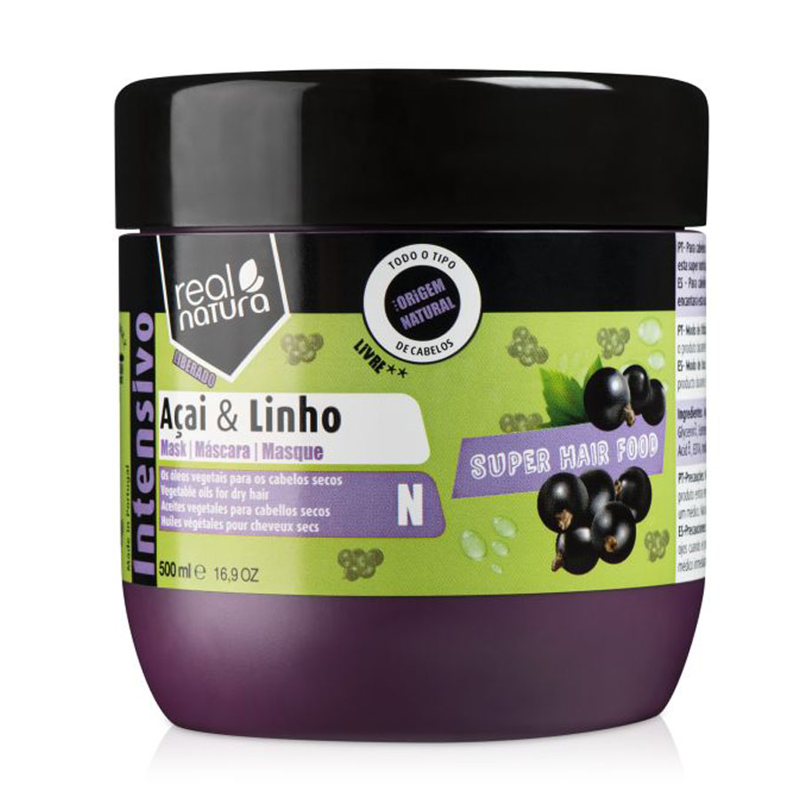 Маска для відновлення волосся Real Natura Super Hair Food Acai E Linho, 500 мл