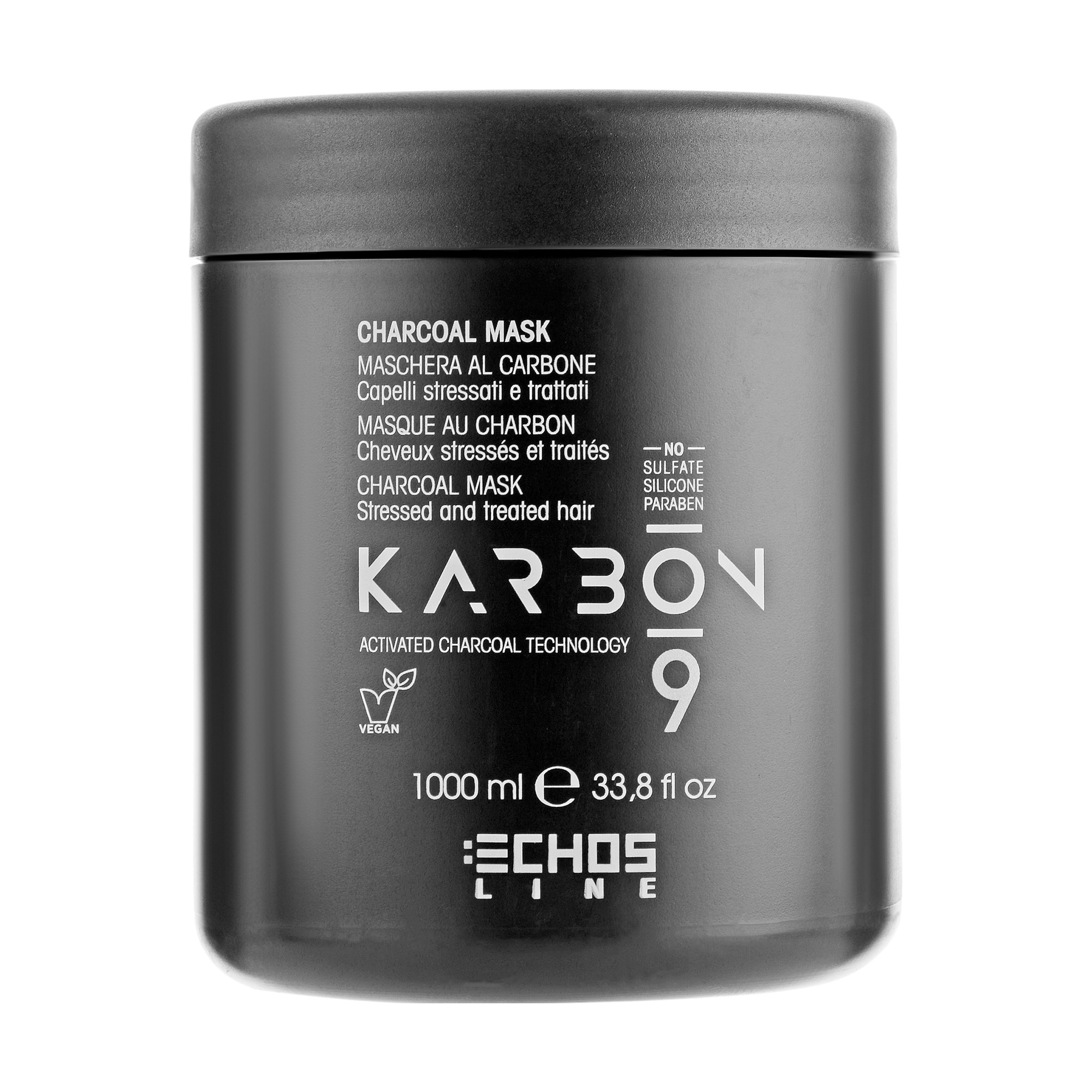 Маска для волосся Echosline Karbon 9 з активованим вугіллям, 1000 мл