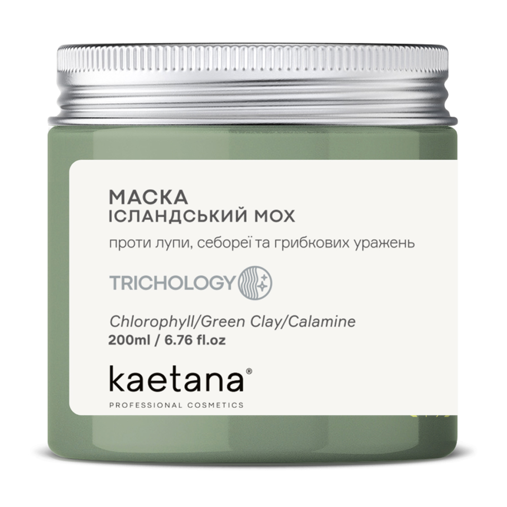 Маска для волосся Kaetana Trichology Ісландський мох, проти лупи та себореї, для жирної шкіри голови, 200 мл