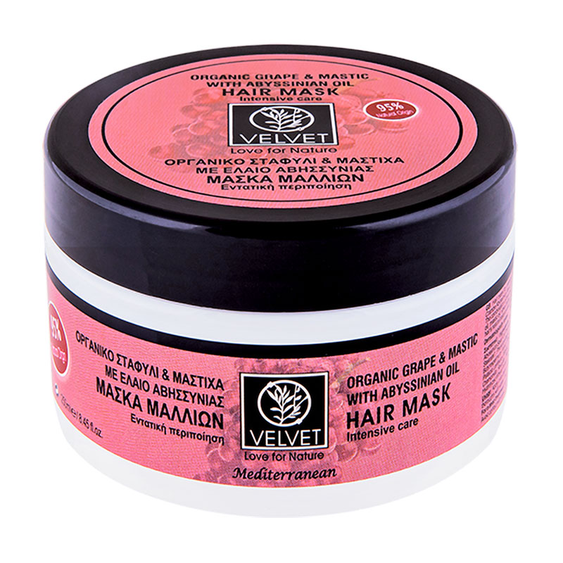 Маска для волосся Velvet Love for Nature Organic Grape &amp; Mastic Hair Mask Інтенсивний догляд, 250 мл