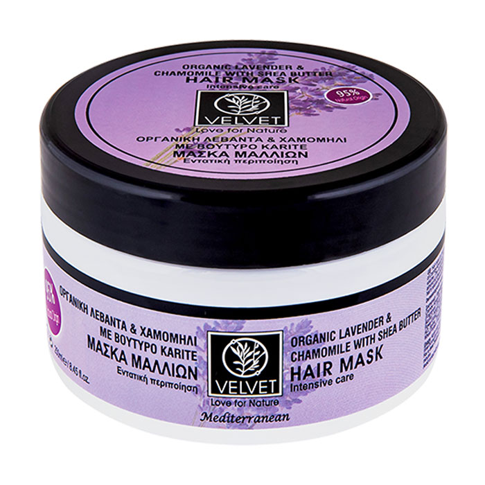 Маска для волосся Velvet Love for Nature Organic Lavender &amp; Chamomile Hair Mask Інтенсивний догляд, 250 мл