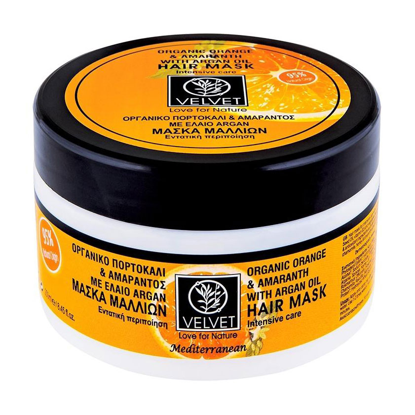 Маска для волосся Velvet Love for Nature Organic Orange &amp; Amaranth Hair Mask Інтенсивний догляд, 250 мл