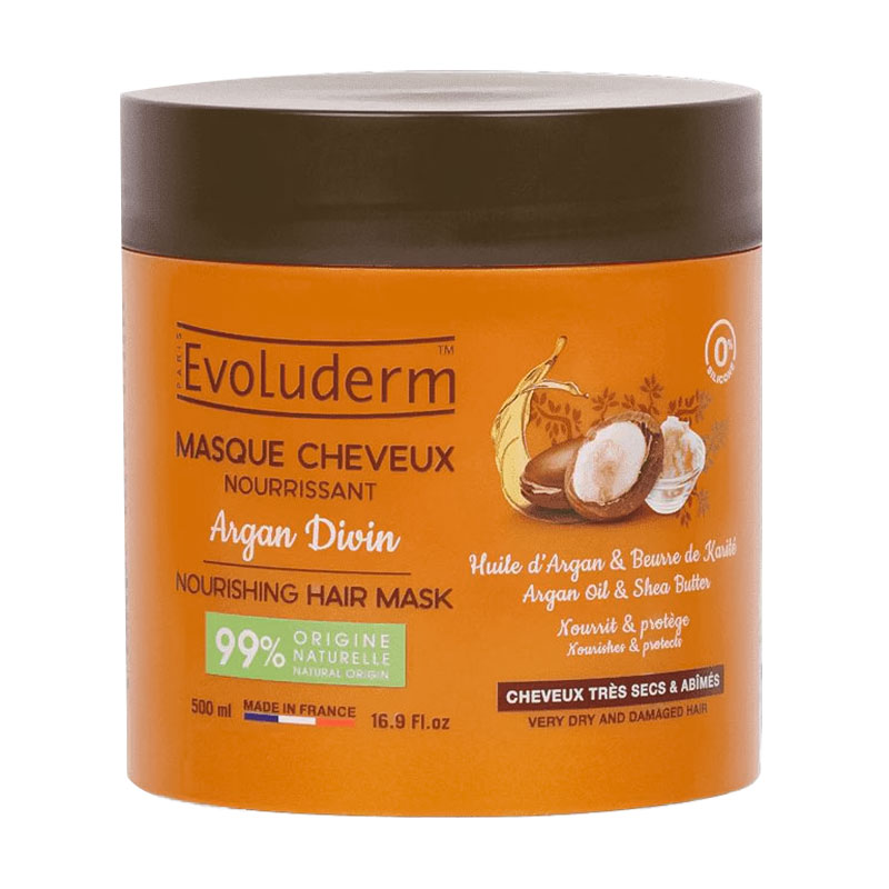 Маска Evoluderm Argan Divin Nourishing Hair Mask для сухого та пошкодженого волосся, з аргановою олією, 500 мл