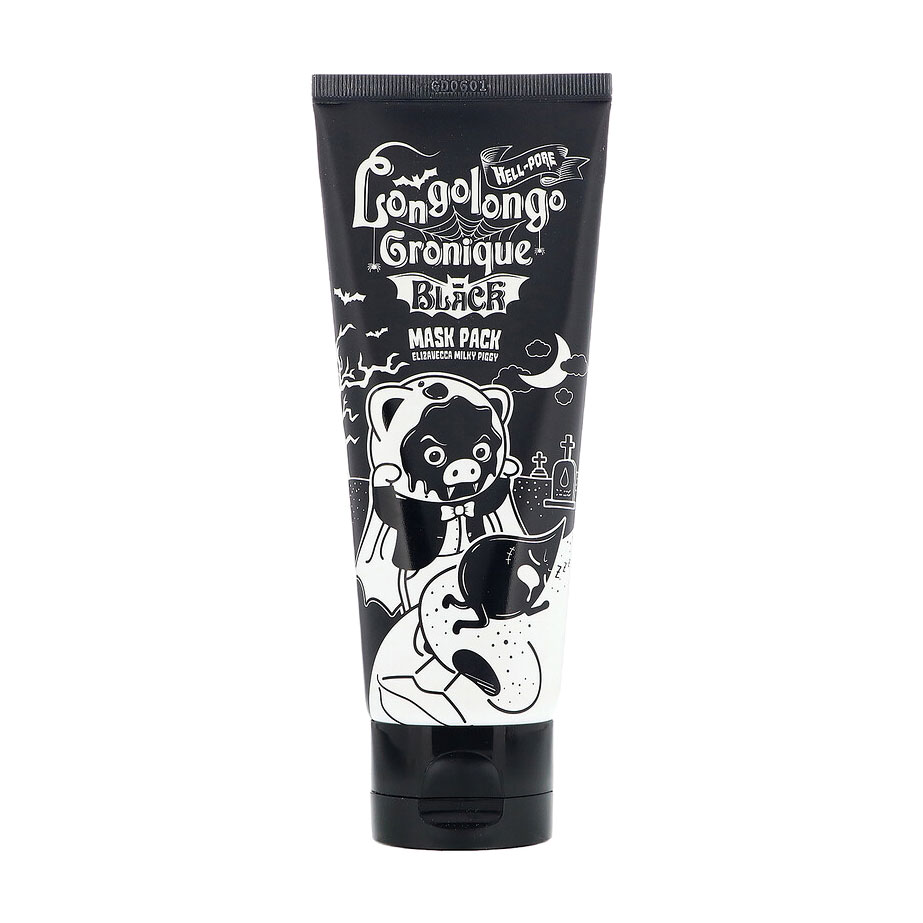 Маска-плівка для глибокого очищення пор Elizavecca Milky Piggy Hell Pore Longolongo Gronique Black Mask Pack з деревним вугіллям, 100 мл