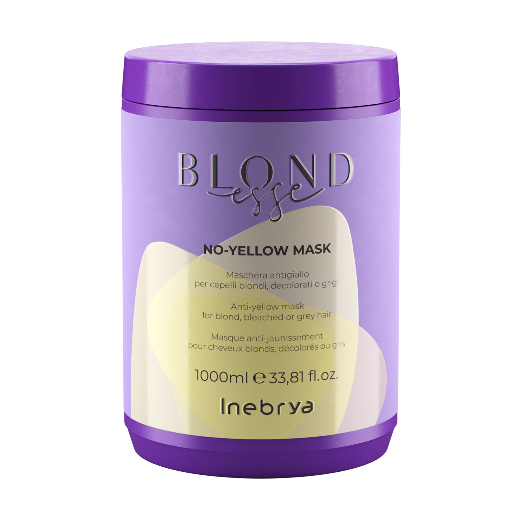 Маска проти жовтизни Inebrya Blondesse No-Yellow Mask для світлого, освітленого або сивого волосся, 1 л