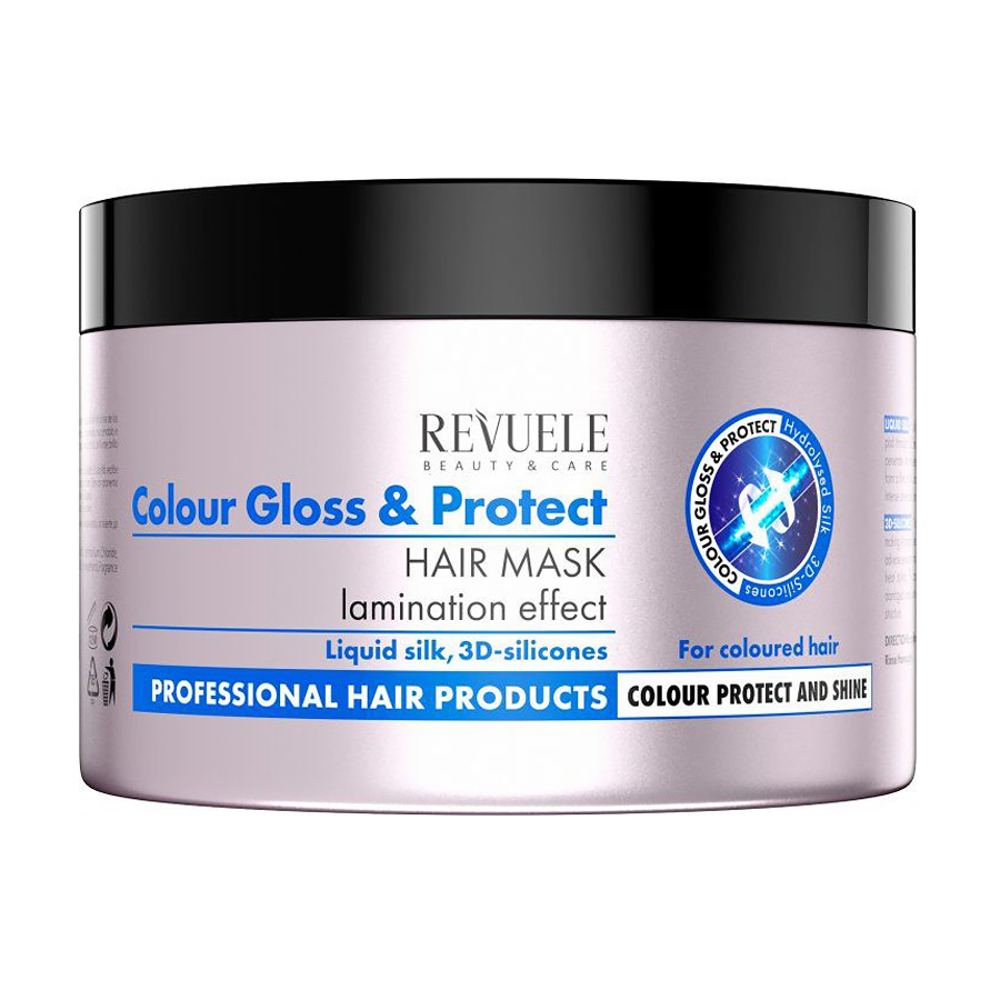 Маска Revuele Color Gloss &amp; Protect Hair Mask для фарбованого волосся, з ефектом ламінування, 500 мл