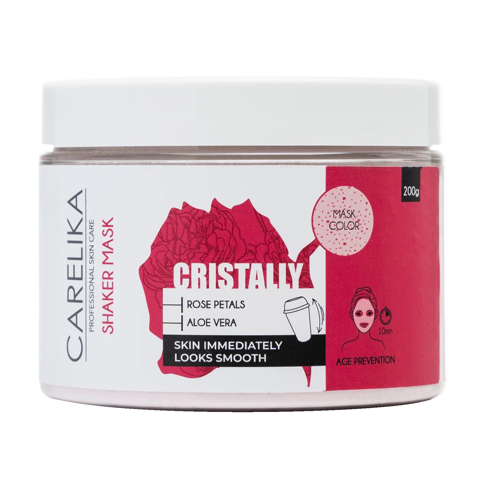 Маска-шейкер для обличчя Carelika Cristally Shaker Mask Rose Petals з пелюстками троянд, 200 г