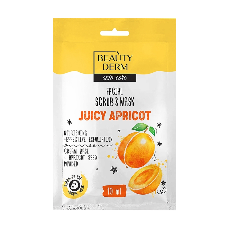 Маска-скраб для обличчя BEAUTYDERM Facial Scrub &amp; Mask, Juicy Apricot, 10 мл