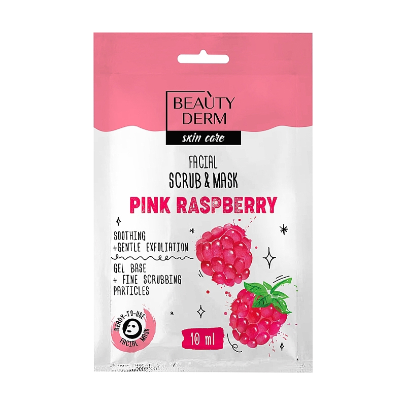 Маска-скраб для обличчя BEAUTYDERM Facial Scrub &amp; Mask, Pink Raspberry, 10 мл
