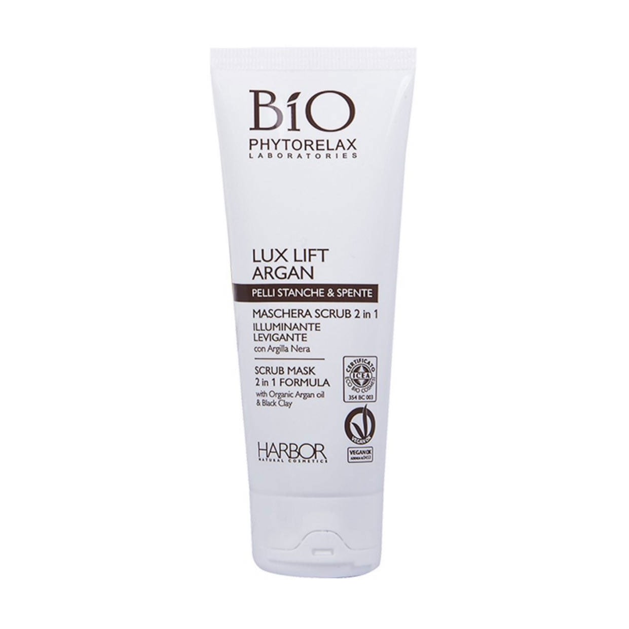 Маска-скраб для обличчя Phytorelax Laboratories Lux Lift Argan Scrub Mask 2 In 1 Formula Відлущення та живлення, 75 мл