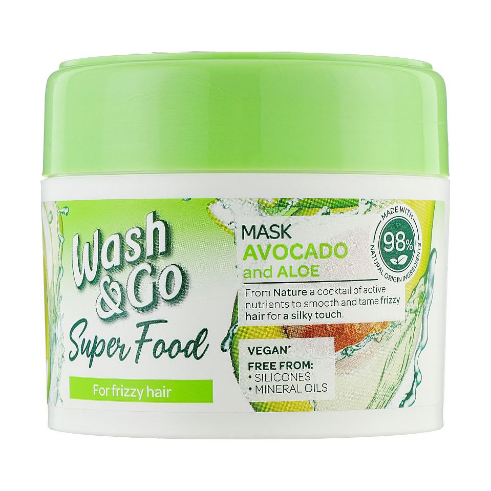 Маска Wash&amp;Go Super Food Mask для кучерявого волосся, з авокадо та алое вера, 300 мл