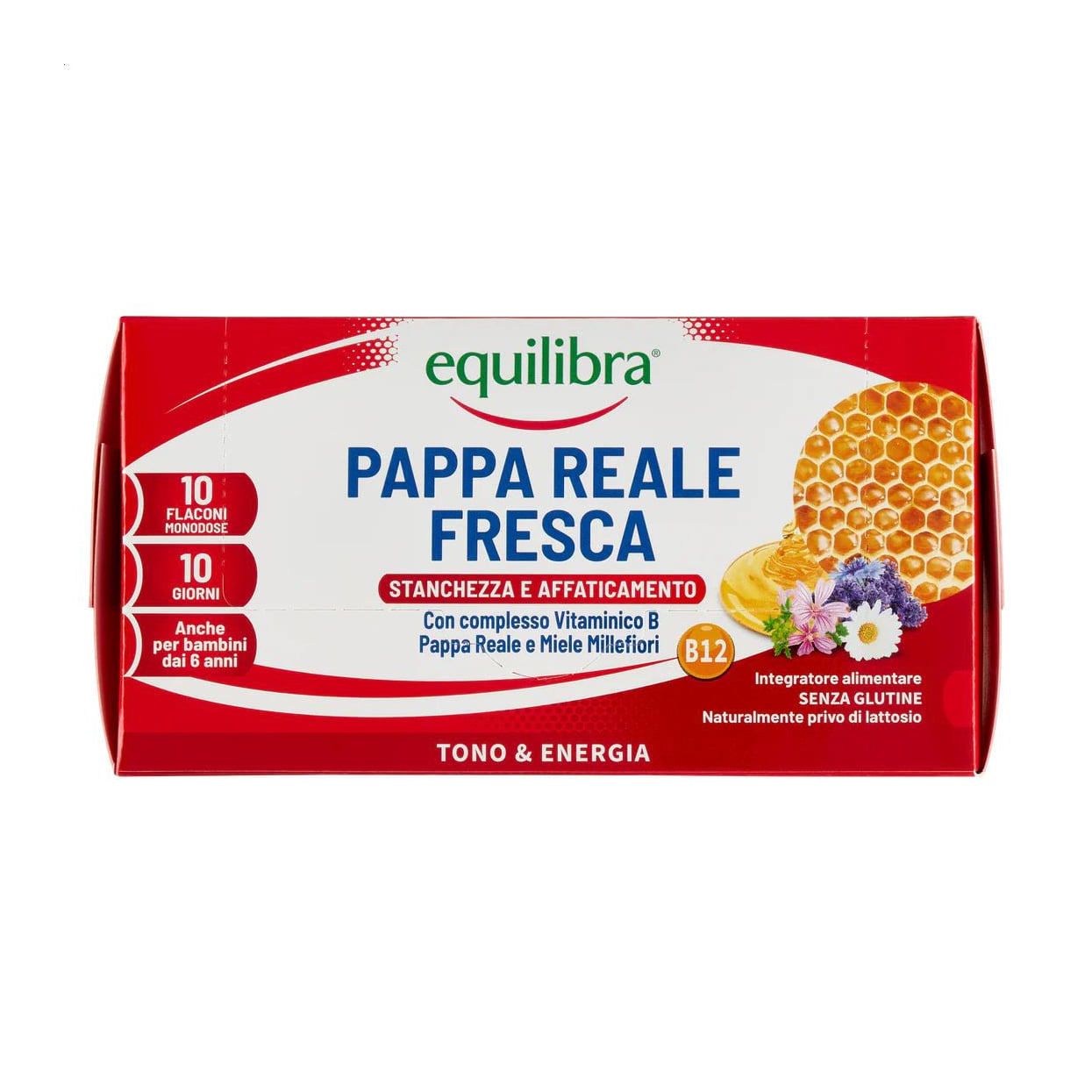 Маточне молочко equilibra Pappa Reale Fresca з медом та вітамінами групи В, 10 флаконів