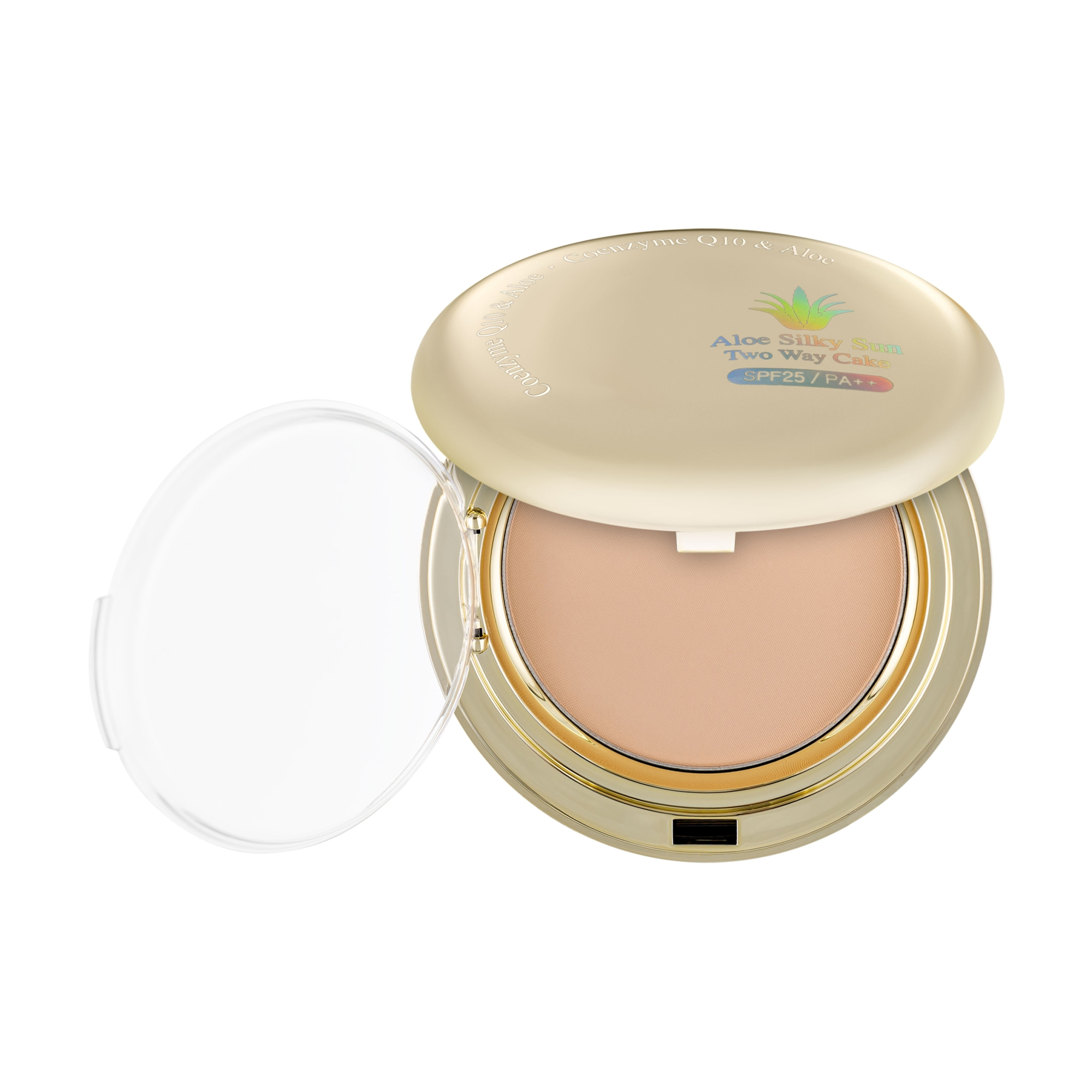 Матувальна пудра для обличчя Enough Coenzyme Q10 Aloe Silky Sun Two Way Cake SPF 25 PA++, зі змінним блоком, 13, 2*13 г