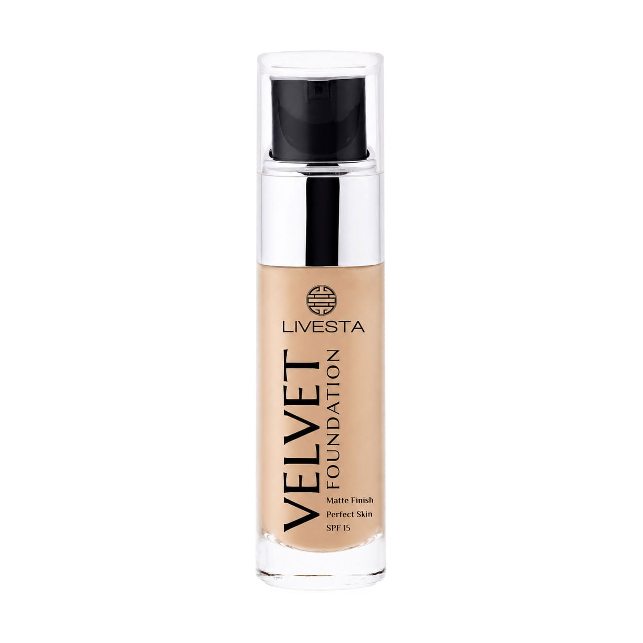 Матувальна тональна основа для обличчя LIVESTA Velvet Foundation, SPF 15, 01 Світла ваніль, 30 мл