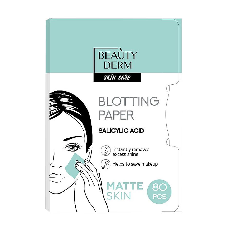 Матувальні серветки для обличчя BEAUTYDERM Skin Care Blotting Рaperс саліциловою кислотою, 80 шт