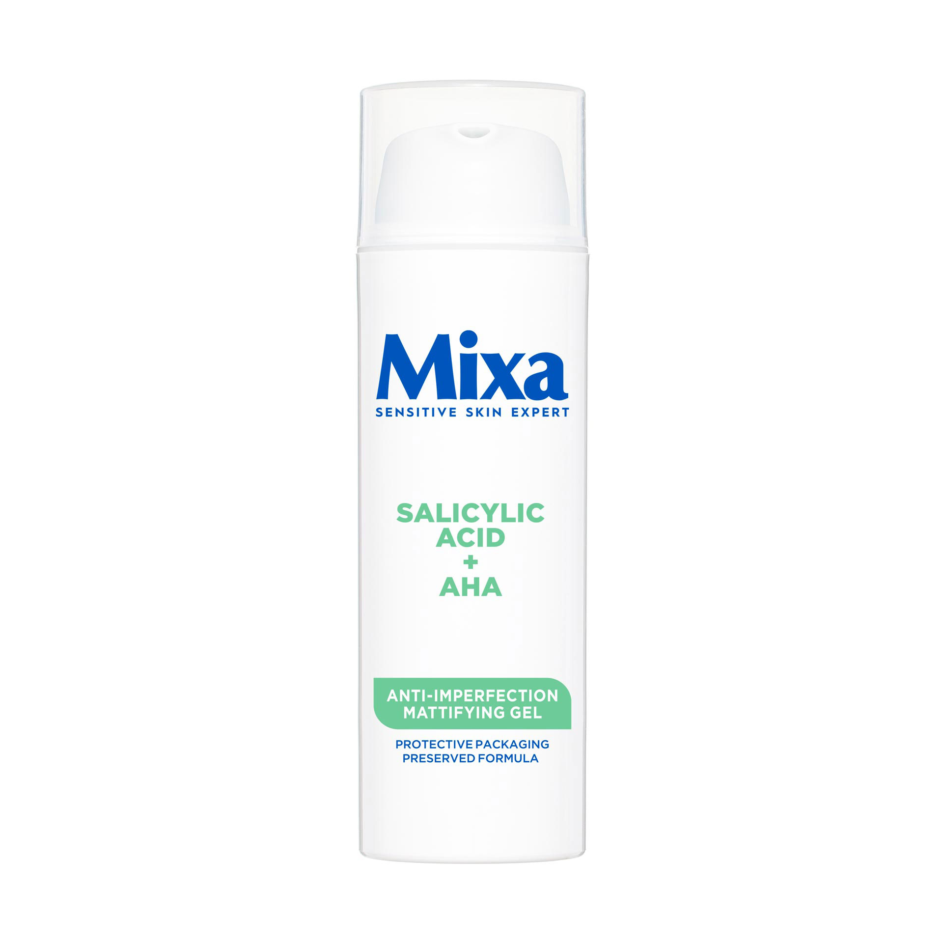 Матувальний гель для обличчя Mixa Anti-Imperfection Mattyfing Gel проти недоліків шкіри, із саліциловою кислотою та AHA-кислотами, 50 мл