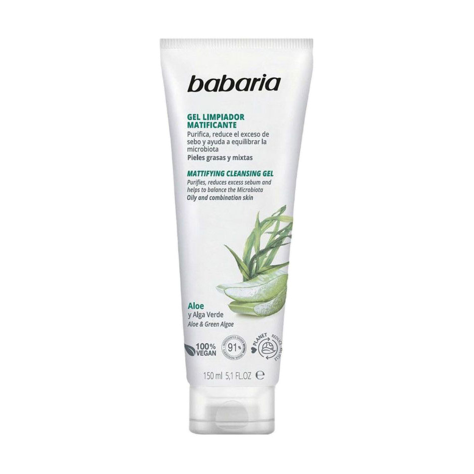 Матувальний очищувальний гель для обличчя Babaria Mattifying Cleansing Gel для жирної та комбінованої шкіри, з алое та зеленими водоростями, 150 мл
