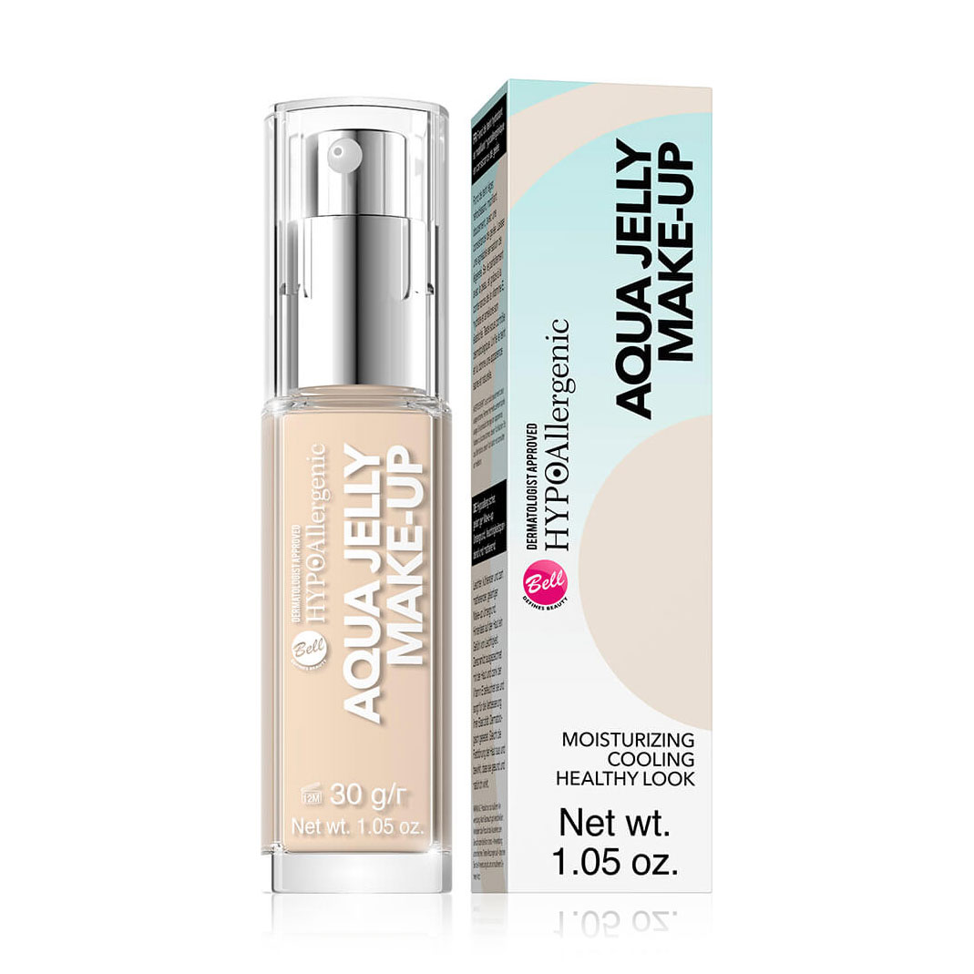 Матувальний тональний флюїд для обличчя Bell HypoAllergenic Aqua Jelly Make-Up зволожувальний, 02 Light Sand Beige, 30 г