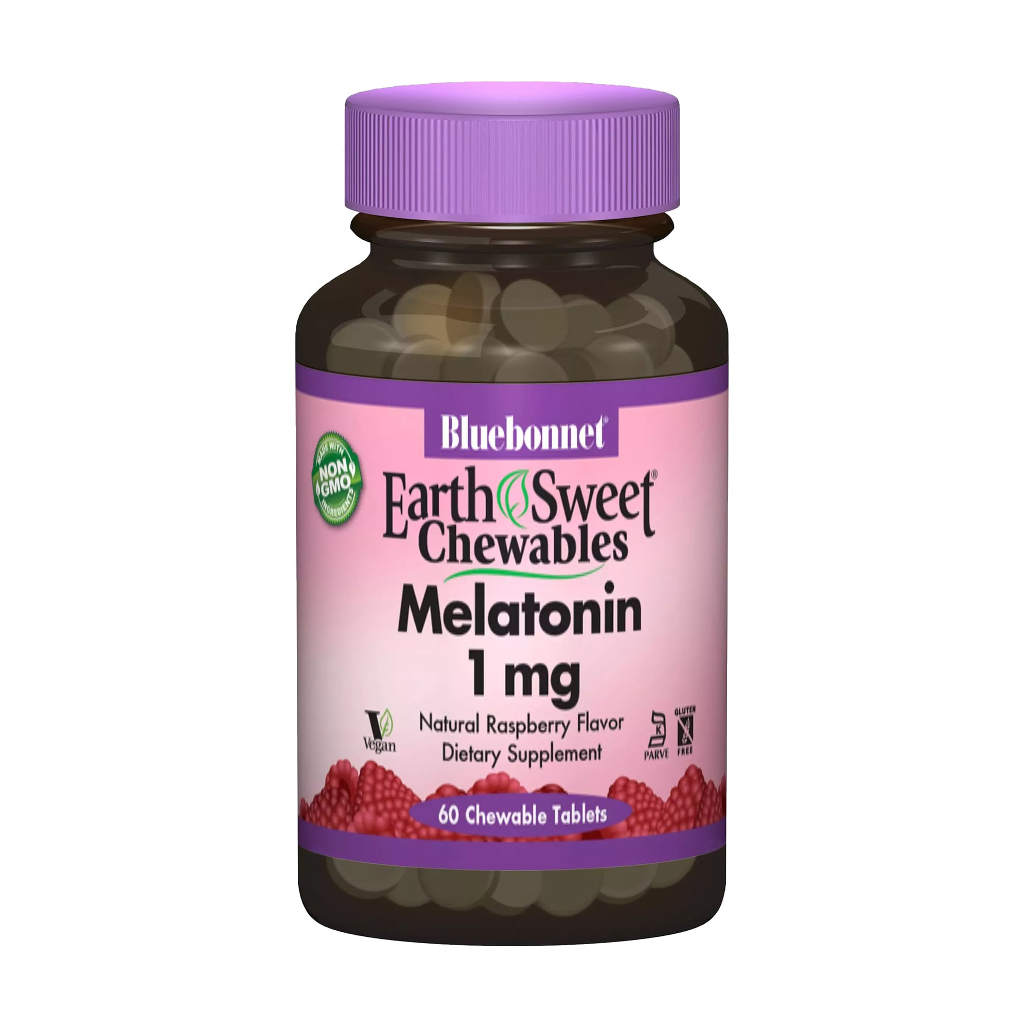 Мелатонін Bluebonnet Nutrition Earth Sweet Chewables Melatonin 1 мг, зі смаком малини, 60 жувальних таблеток
