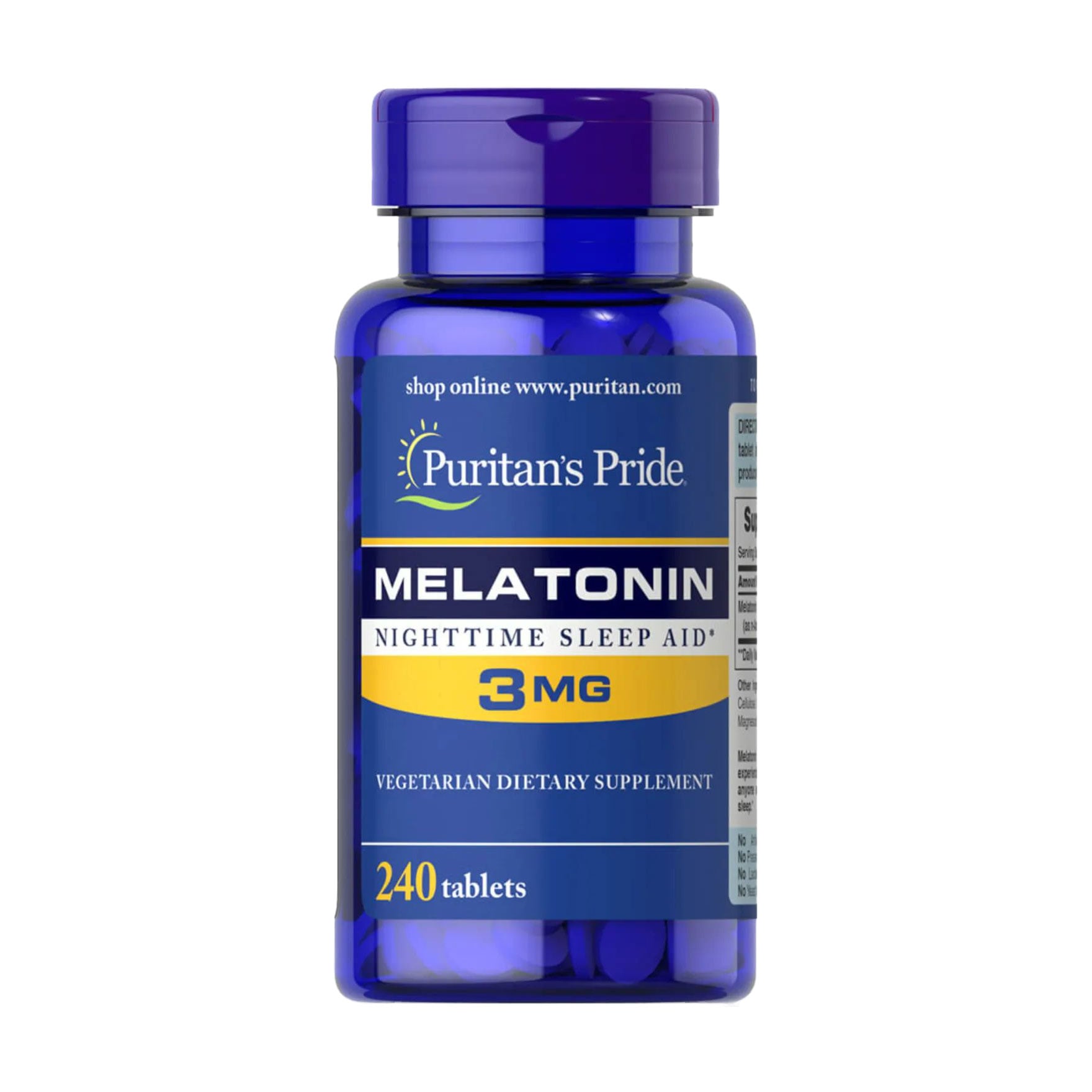 Мелатонін Puritan's Pride Melatonin, 3 мг, 240 таблеток