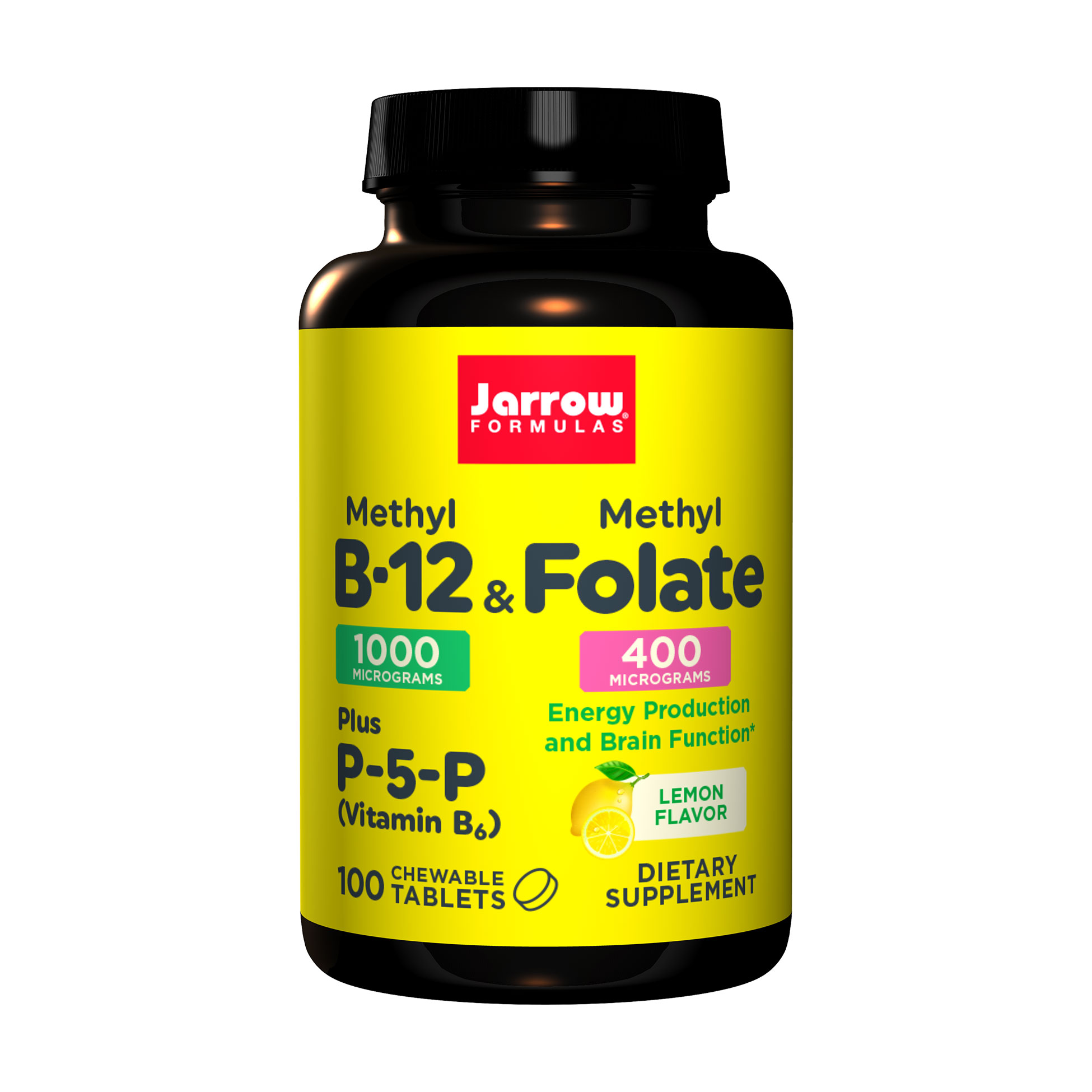 Метил B-12 та метилфолат Jarrow Formulas Methyl B-12 &amp; Methyl Folate, зі смаком лимону, 100 жувальних таблеток