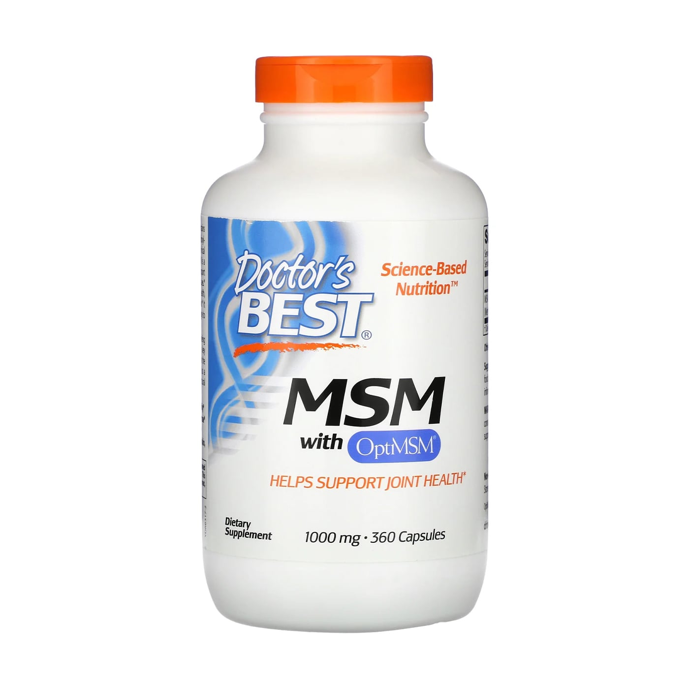 Метилсульфонілметан і МСМ Doctor's Best MSM With OptiMSM 1000 мг, 360 капсул