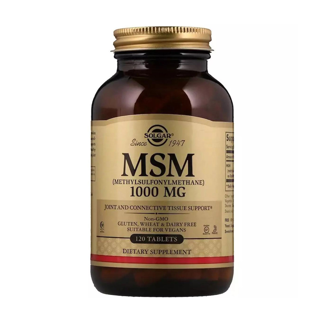 Метилсульфонілметан Solgar MSM (Methylsulfonylmethane) 1000 мг, 120 таблеток