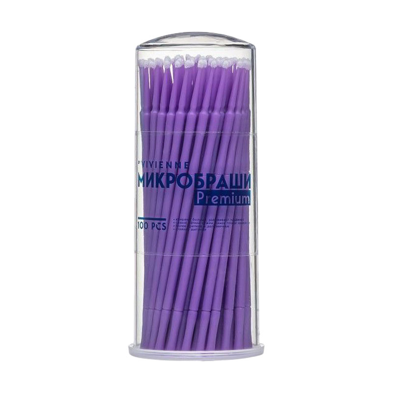Мікробраші Vivienne Premium в тубусі, фіолетові, 100 шт (i03)