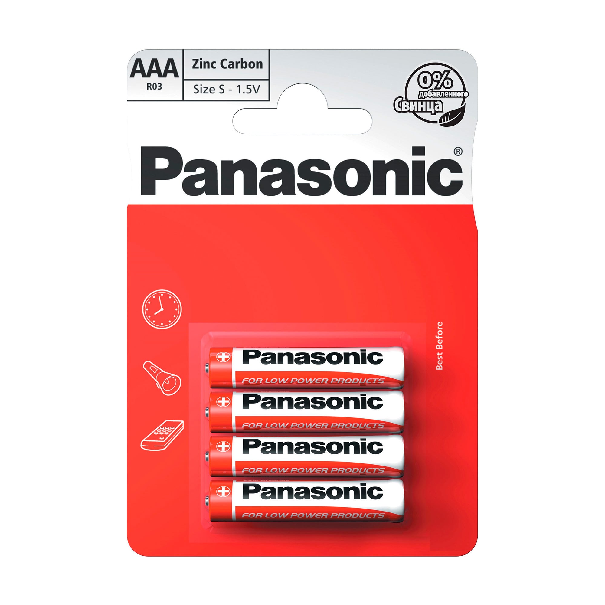 Мініпальчикові батарейки Panasonic Red Zinc AAА Zinc-Carbon, 4 шт (R03REL/4BP)