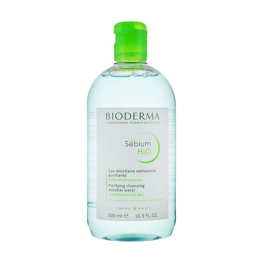 Міцелярна вода для обличчя Bioderma Sebium Н2О Purifying Cleansing Micellar Water для жирної, комбінованої шкіри, 500 мл