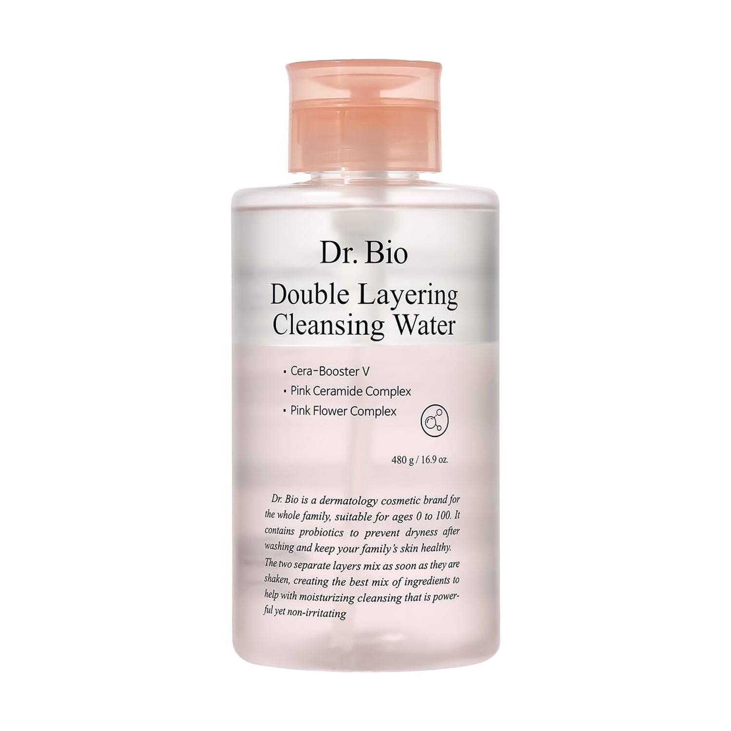 Міцелярна вода для зняття макіяжу Dr. Bio Double Layering Cleansing Water, 480 г