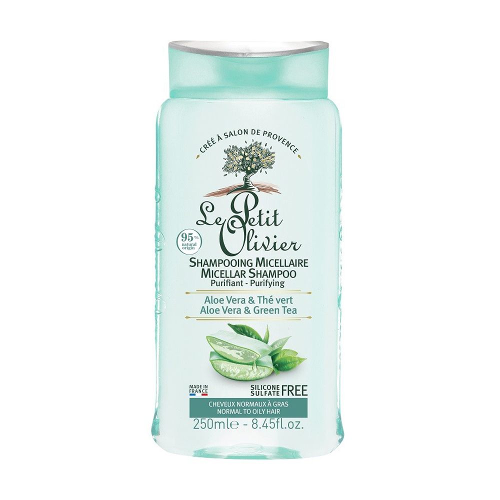 Міцелярний шампунь Le Petit Olivier Aloe Vera &amp; Green Tea Micellar Shampoo для нормального та жирного волосся, 250 мл