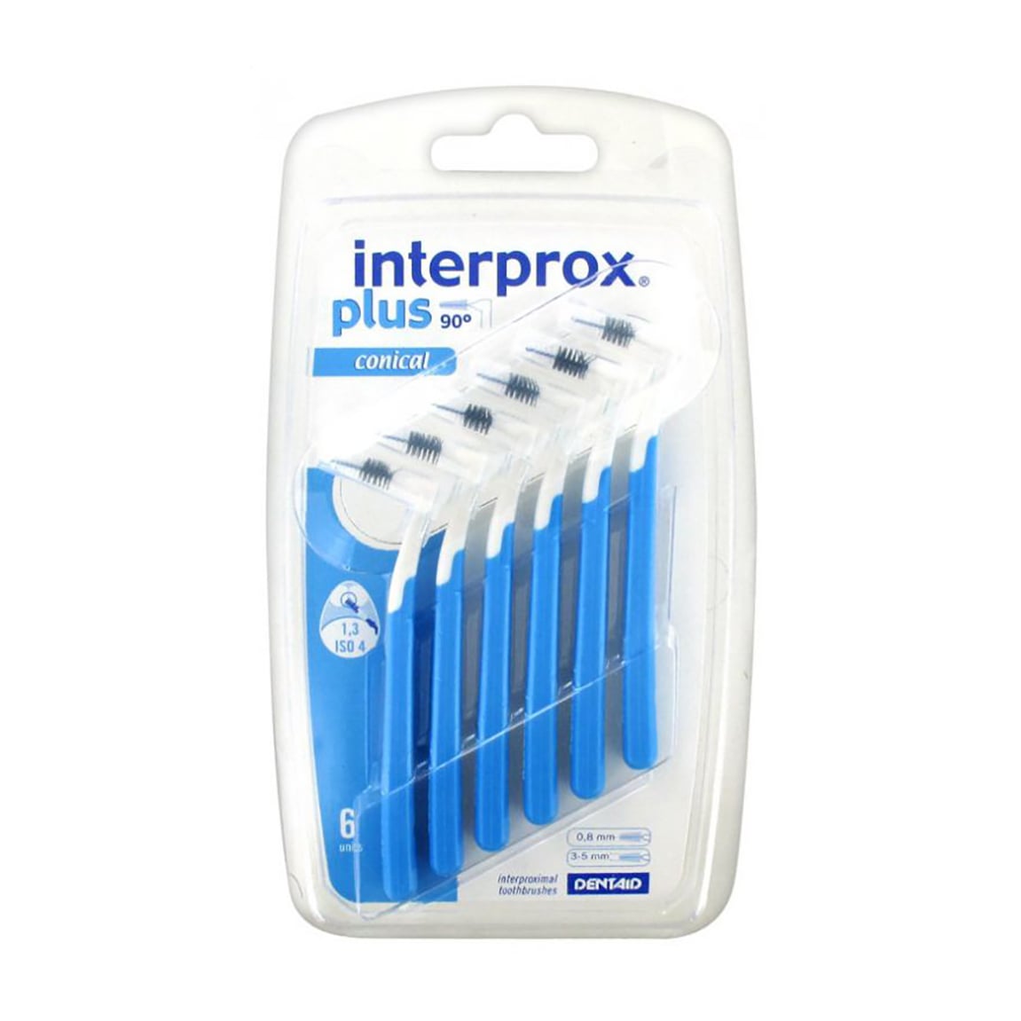 Міжзубні щітки Dentaid Interprox Plus Conical, блакитні, 1.3 мм, 6 шт