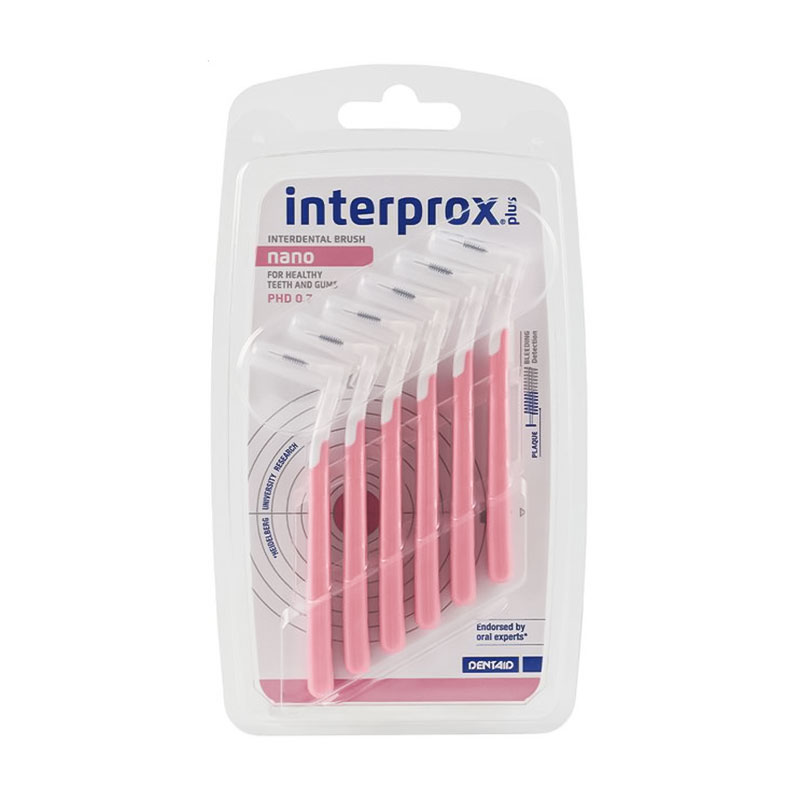 Міжзубні щітки Dentaid Interprox Plus Nano, рожеві, 0.7 мм, 6 шт