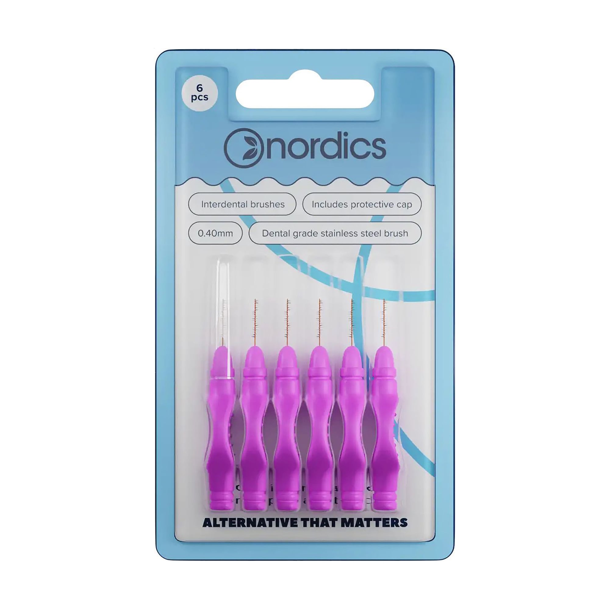 Міжзубні йоржики Nordics Interdental Brushes круглі, рожеві, 0.4 мм, 6 шт